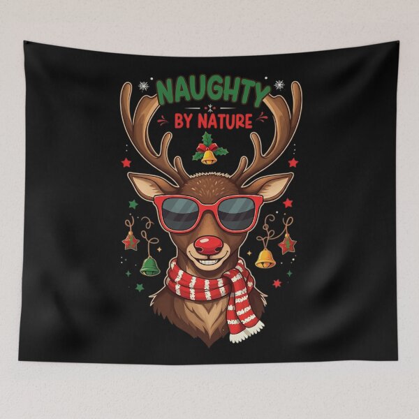 Item preview, Funny Christmas Reindeer Naughty by Nature designed and sold by HolidayT-Shirts.