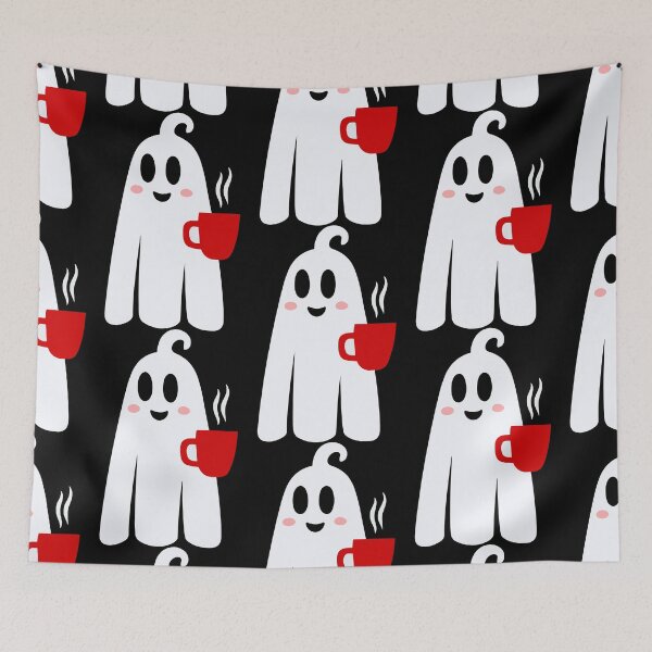 Item preview, halloween coffee drinking ghost funny designed and sold by Gossip Rag.