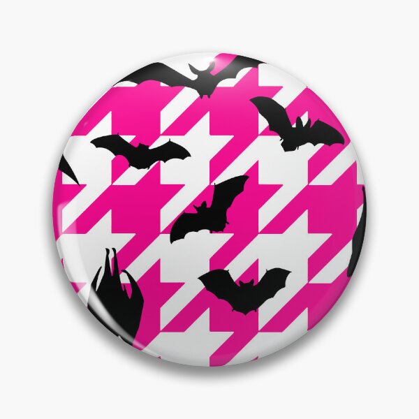 Item preview, pink houndstooth halloween black bats designed and sold by Gossip Rag.