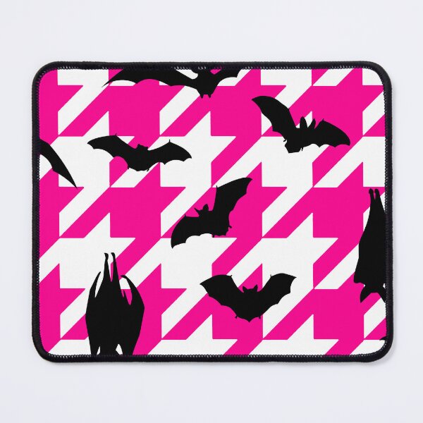 Item preview, pink houndstooth halloween black bats designed and sold by Gossip Rag.