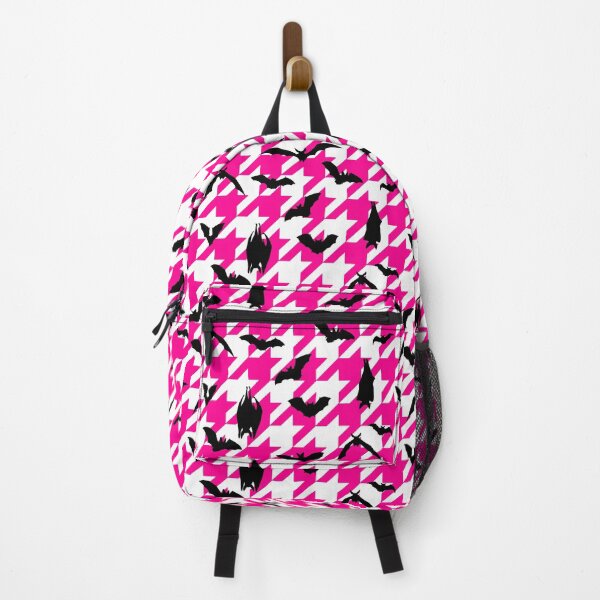 Item preview, pink houndstooth halloween black bats designed and sold by Gossip Rag.
