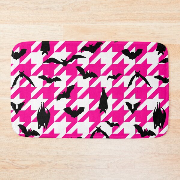 Item preview, pink houndstooth halloween black bats designed and sold by Gossip Rag.