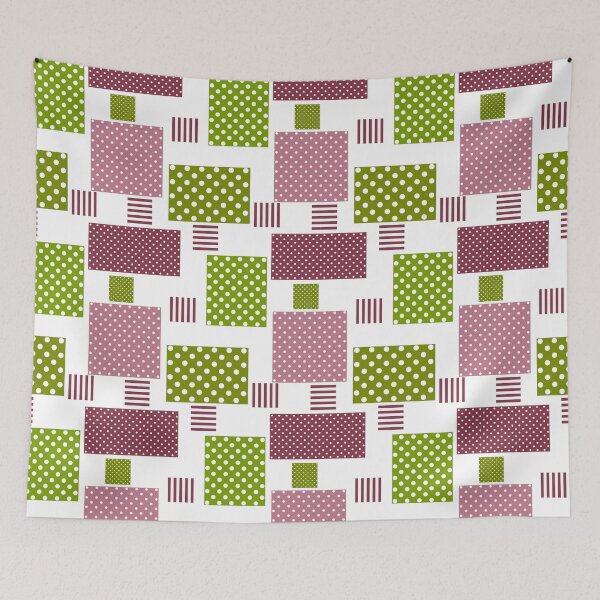 Item preview, Patchwork brown green polka dots white background designed and sold by fuzzyfox.