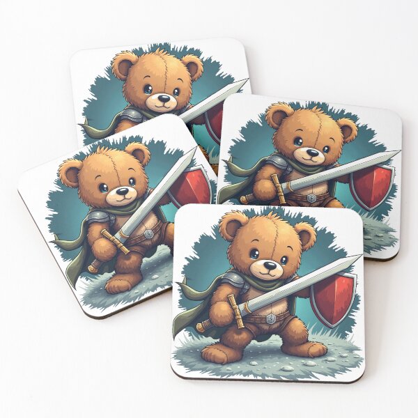 Item preview, Brave Teddy Bear Protector Warrior Knight designed and sold by FunnyFarmDesign.