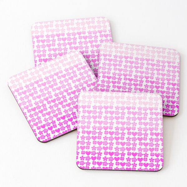 Item preview, A pink and white pattern of hearts and flowers designed and sold by PWDigitalArt.