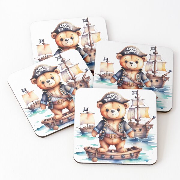 Item preview, Pirate bear in a boat on the ocean. designed and sold by islandboy86.