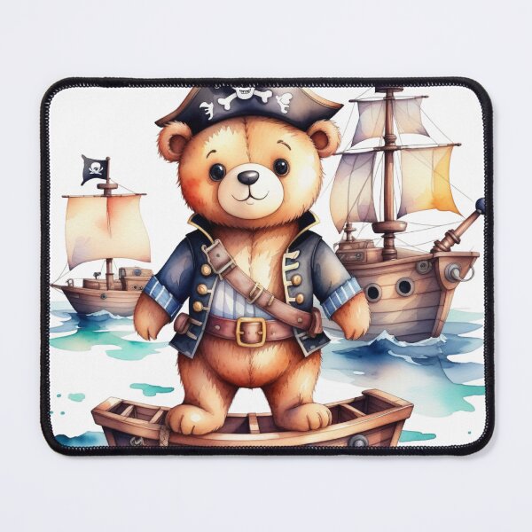 Item preview, Pirate bear in a boat on the ocean. designed and sold by islandboy86.