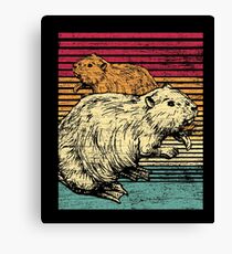 Retro beaver animal vintage tree trunks Canvas Print