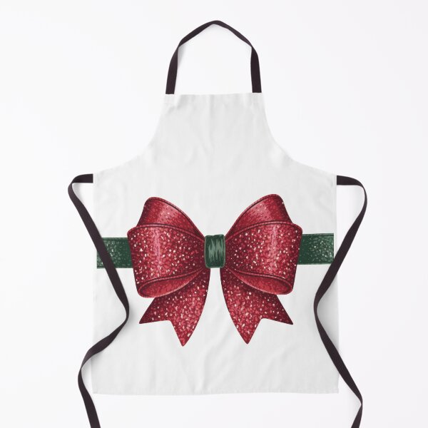 Item preview, Glittery Red Christmas Bow with Green Ribbon designed and sold by ImagineCorner.