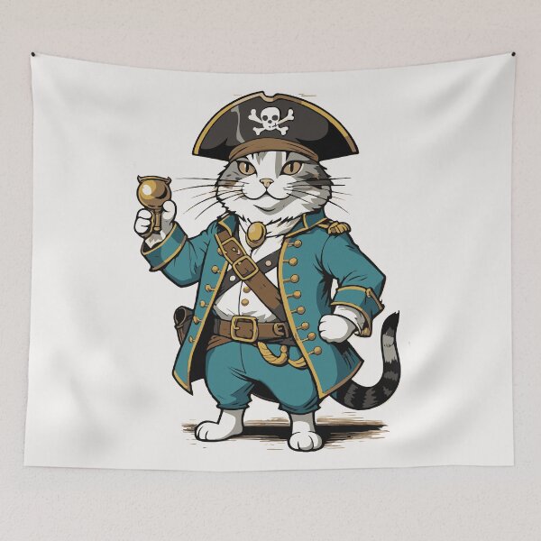 Item preview, Cat Pirate Jolly Roger Flag Skull and Crossbones designed and sold by Atlantico54.