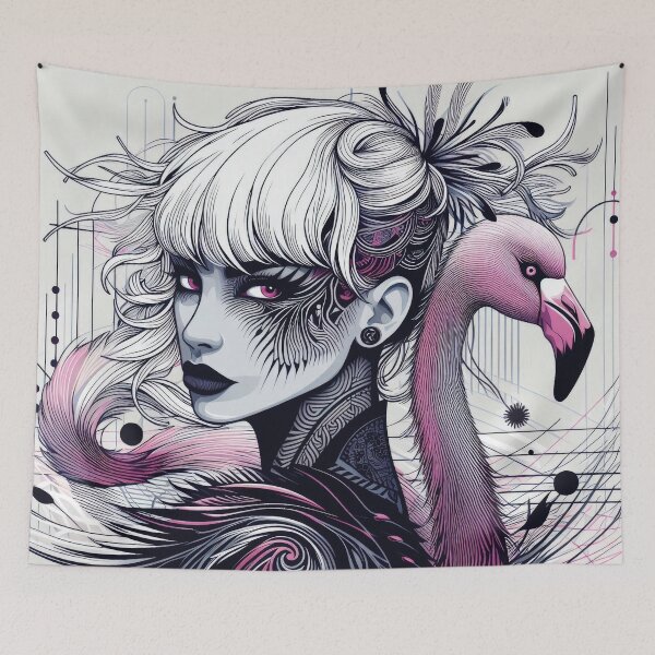 Item preview, Purple pink lady with a flamingo - the stare that can thrill designed and sold by yearmoe.