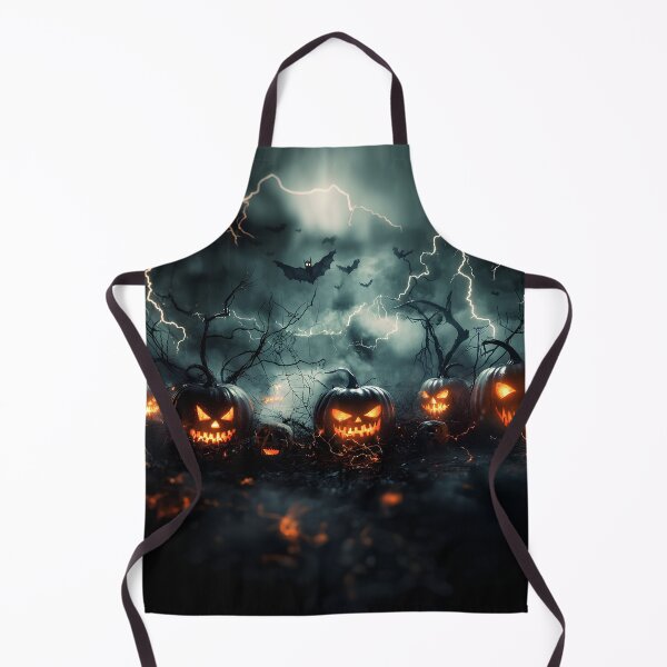 Item preview, Sinister Jack-o'-lanterns with Lightning in Dark Halloween Scene designed and sold by Fab-Haven.