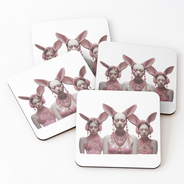 Item preview, Gothic pink women rabbit head | pop surrealism  designed and sold by TaliaShin.