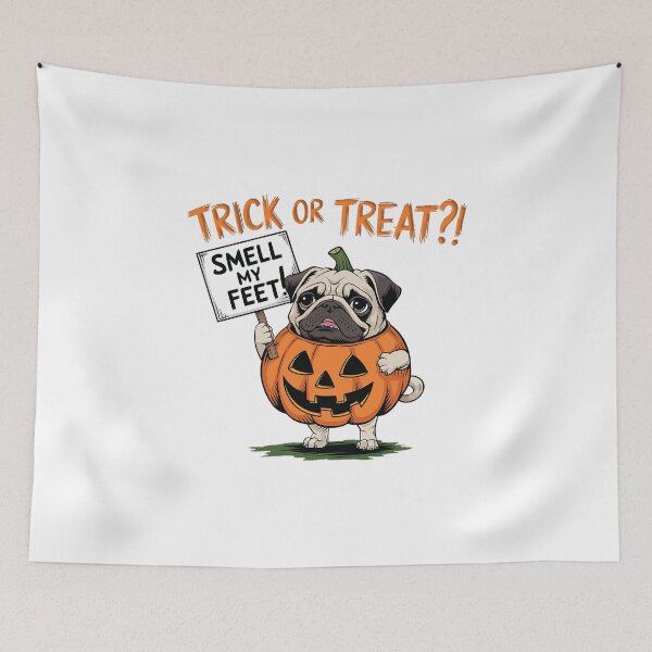 Item preview, Trick or treat?! Smell my feet! | Pug Halloween | designed and sold by pafkrusk.