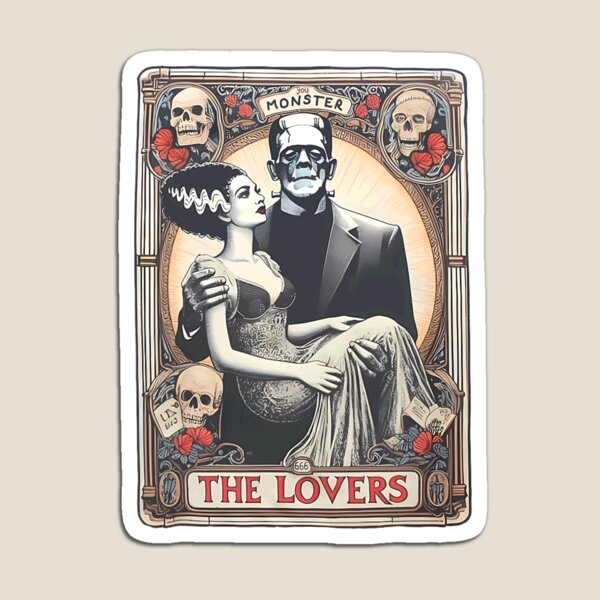 Item preview, Lovers Tarot Card Retro Frankenstein For Halloween, Spooky Season Gift designed and sold by rosettegeberth.