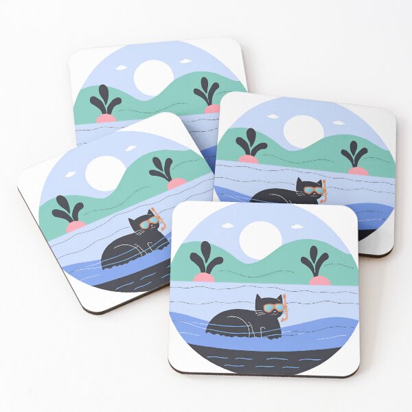 Item preview, Swimmer Cat , Black Cat Swimming In The Lake. designed and sold by DotisDreams.