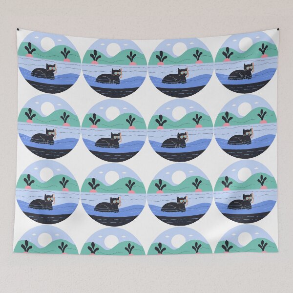 Item preview, Swimmer Cat , Black Cat Swimming In The Lake. designed and sold by DotisDreams.