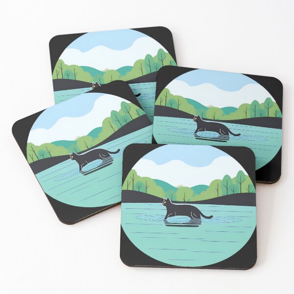 Item preview, Swimmer Cat , Black Cat Swimming In The Lake. designed and sold by DotisDreams.