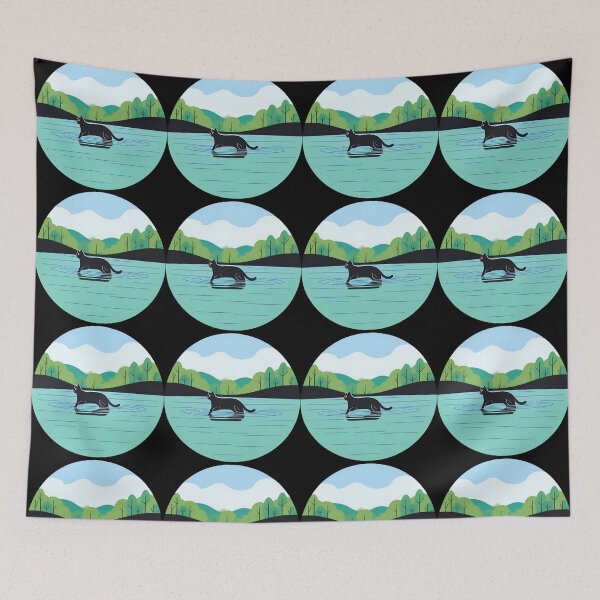 Item preview, Swimmer Cat , Black Cat Swimming In The Lake. designed and sold by DotisDreams.