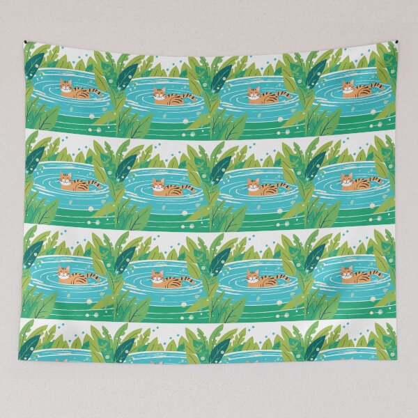 Item preview,  Swimmer Cat , Red Cat Swimming In The Lake. designed and sold by DotisDreams.