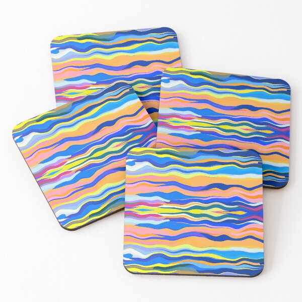 Item preview, Bright Cool Colourful Sea Waves|| Horizontal Waves designed and sold by Pattern Hub.