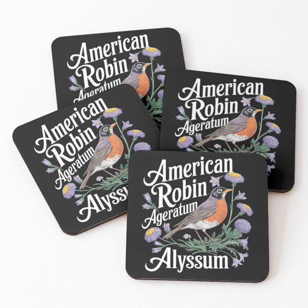 Item preview, American Robin with Ageratum and Alyssum - Vintage Bird and Flower Illustration designed and sold by love3617.