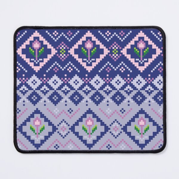 Item preview, Pixel art flower on Blue background wallpaper. designed and sold by Alynek-Design.