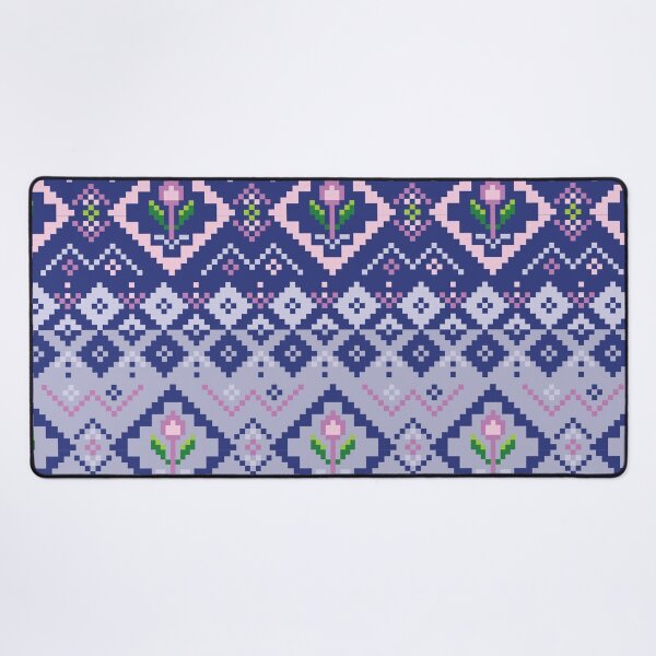 Item preview, Pixel art flower on Blue background wallpaper. designed and sold by Alynek-Design.