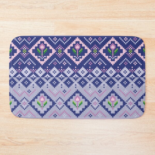 Item preview, Pixel art flower on Blue background wallpaper. designed and sold by Alynek-Design.