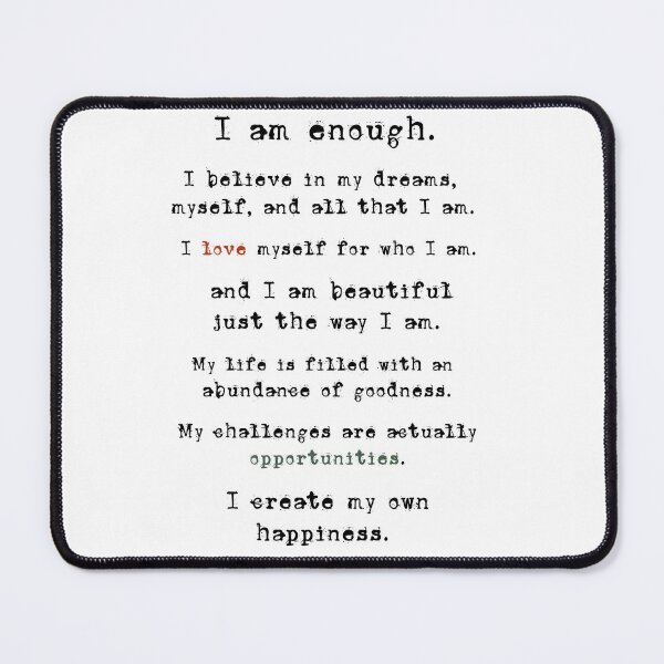 Item preview, I am enough text type writer style designed and sold by HawaiiSofia.