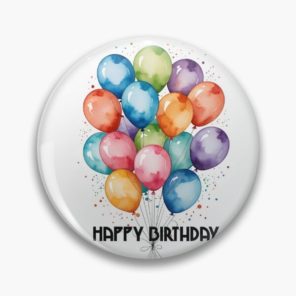 Item preview, Happy birthday balloons rainbow watercolor or congratulations art paint illustration art deco birthday text designed and sold by cheekylorns.