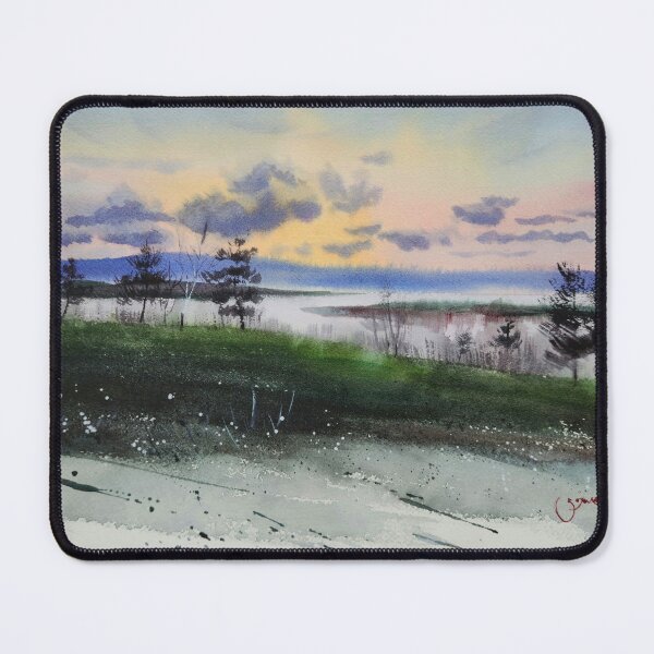 Item preview, Beautiful autumn sunset scenery watercolor designed and sold by Jennywatercolor.