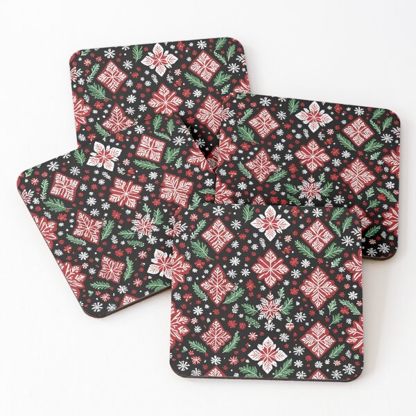 Item preview, Christmas Scandinavian Nordic snowflake pattern red black colors  designed and sold by cheekylorns.