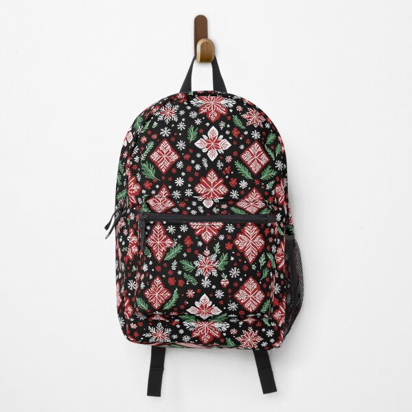 Item preview, Christmas Scandinavian Nordic snowflake pattern red black colors  designed and sold by cheekylorns.