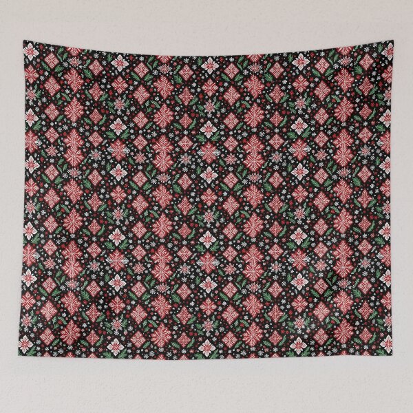 Item preview, Christmas Scandinavian Nordic snowflake pattern red black colors designed and sold by cheekylorns.