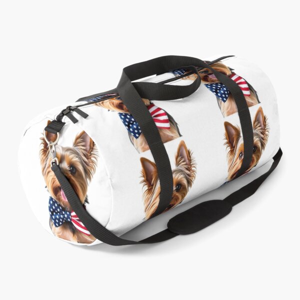 Item preview, Funny cool Yorkshire Terrier dog wearing a USA flag bow tie designed and sold by LazyOwlStore.