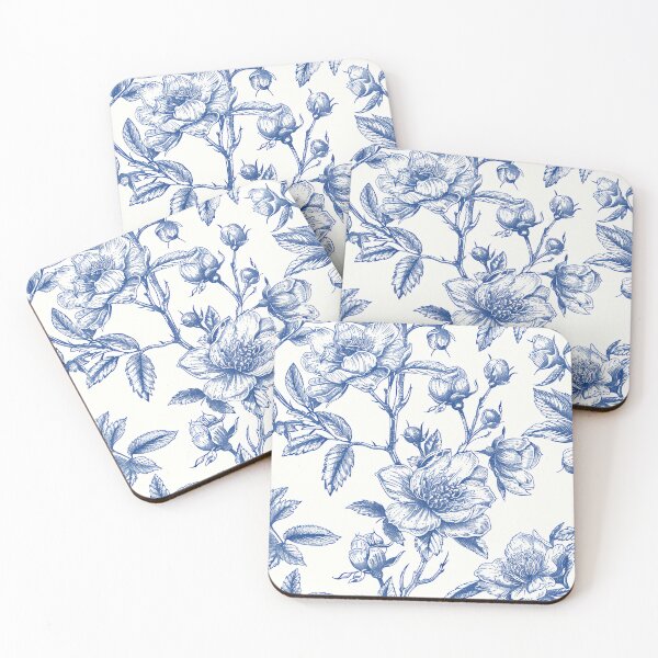 Item preview, Blue white vintage floral pattern designed and sold by AnnaGo.