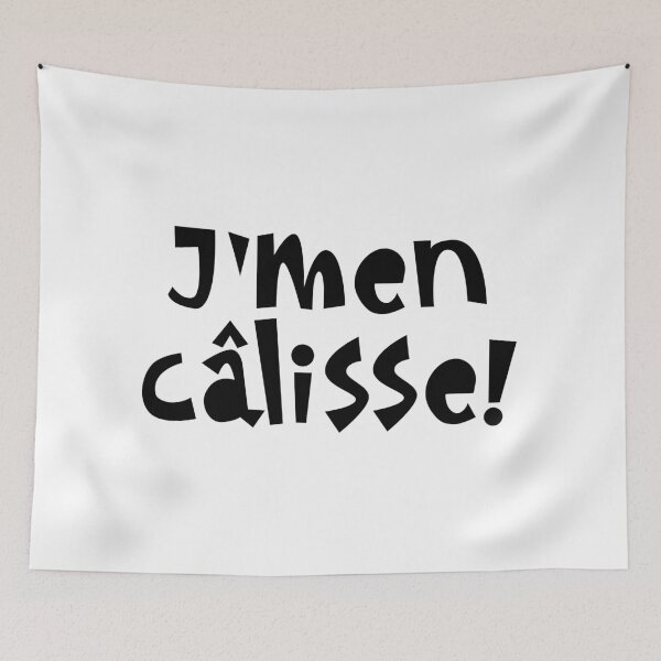 Item preview, J'men câlisse - black boho text design designed and sold by EmeraldeaArt.