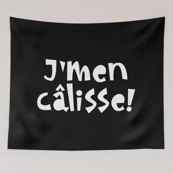 Item preview, J'men câlisse - white boho text design designed and sold by EmeraldeaArt.