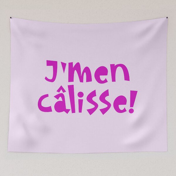 Item preview, J'men câlisse - pink boho text design designed and sold by EmeraldeaArt.