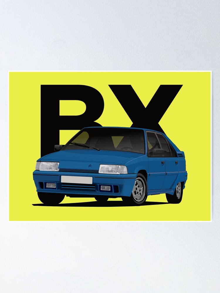 Blue Citroen Bx Gti Illustration With A Bx Poster By Knappidesign Redbubble