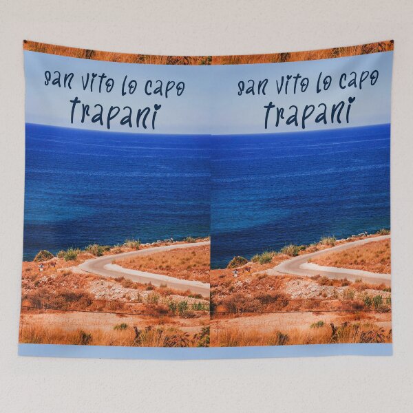 Aperçu de l'œuvre Photo de route de la plage de San Vito Lo Capo, Trapani, Sicile créée et vendue par EmeraldeaArt.