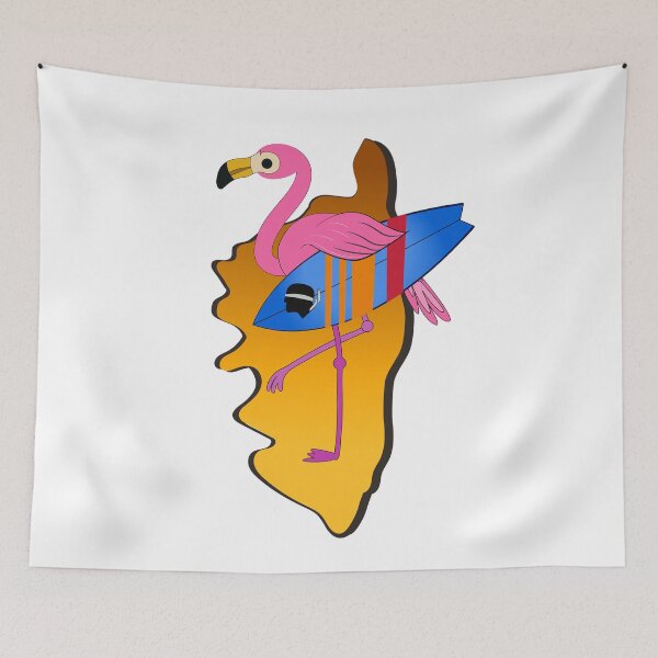 Item preview, Map of Corsica with Flamingo and Surfboard Corse Pirate France France Corsica designed and sold by Trenddesigns24.