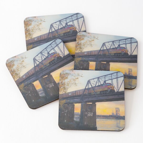 Item preview, Autumn Train Bridge Oil Painting Train Art designed and sold by rexsumma.