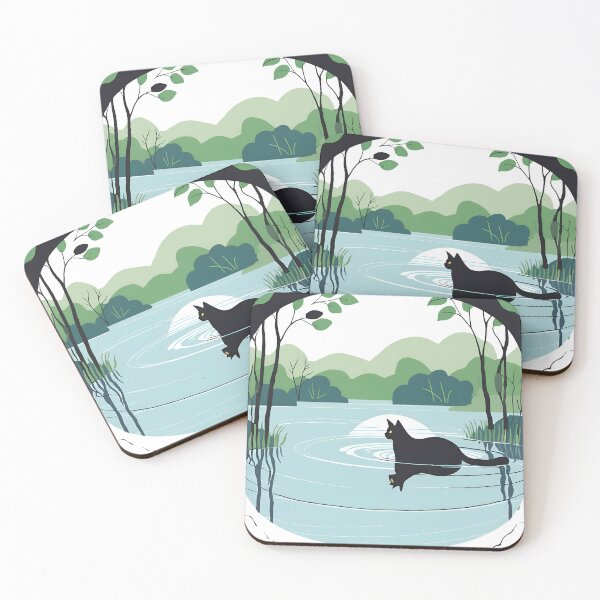 Item preview, Swimmer Cat , Black Cat Swimming In The Lake. designed and sold by DotisDreams.