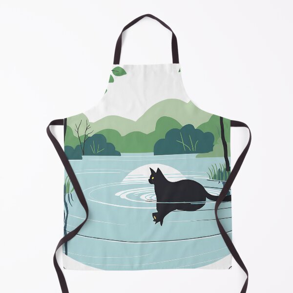 Item preview, Swimmer Cat , Black Cat Swimming In The Lake. designed and sold by DotisDreams.