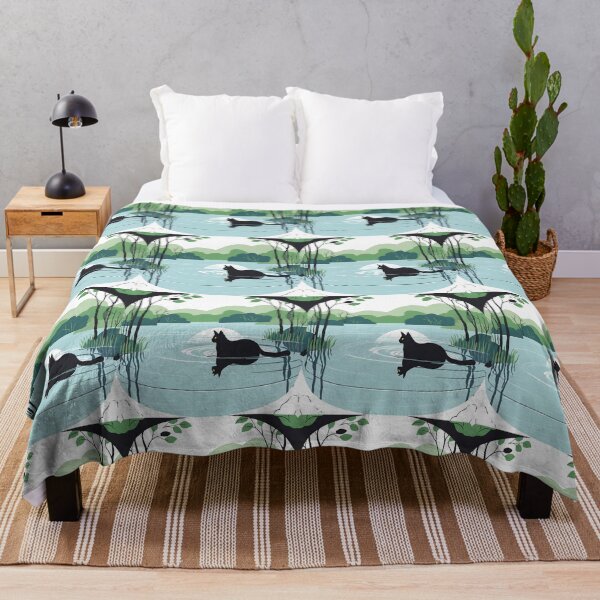 Item preview, Swimmer Cat , Black Cat Swimming In The Lake. designed and sold by DotisDreams.