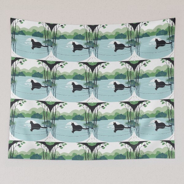 Item preview, Swimmer Cat , Black Cat Swimming In The Lake. designed and sold by DotisDreams.