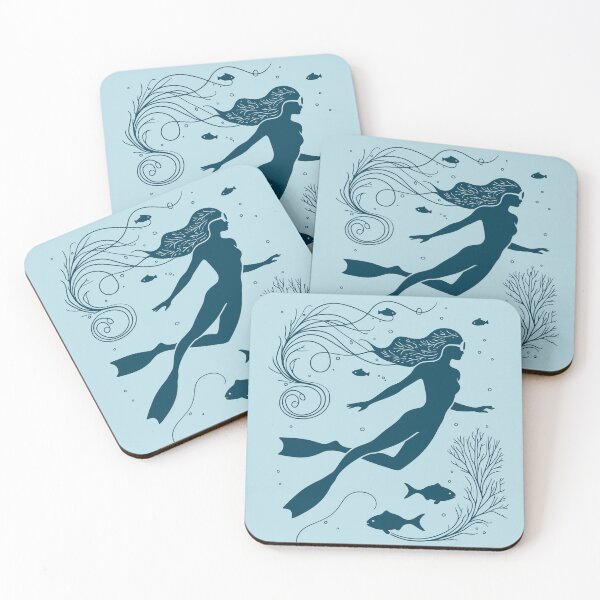 Item preview, Free diving girl - underwater scene designed and sold by AfterDive.
