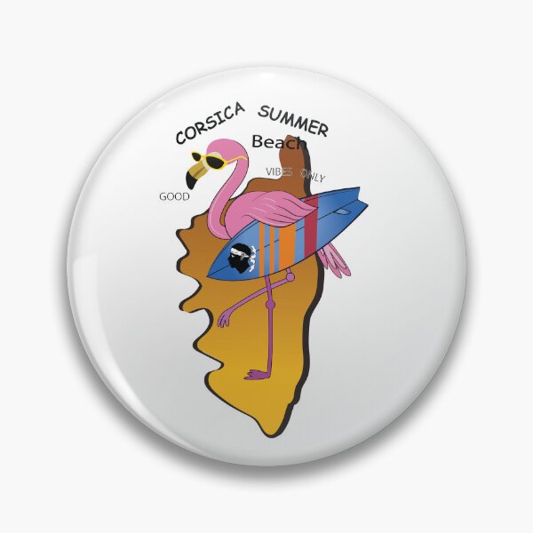 Item preview, Map of Corsica with Flamingo and Surfboard Corse Pirate France France Corsica designed and sold by Trenddesigns24.